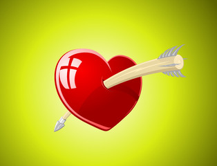 Vector illustration of heart with arrow