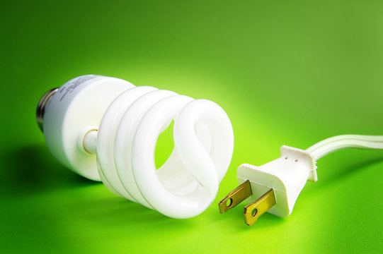 Compact fluorescent light bulb, and plug