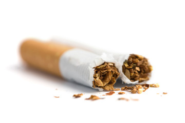 broken cigarette isolated