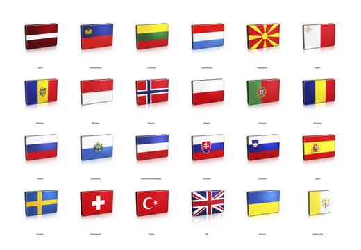 3D European Banner Flags 2 of 2