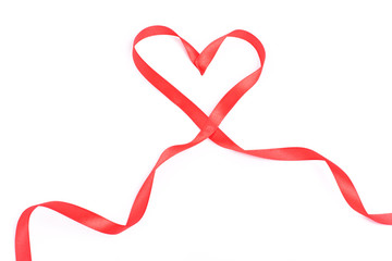 Red heart from ribbon for valentine