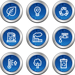 Ecology web icons, blue electronics buttons series