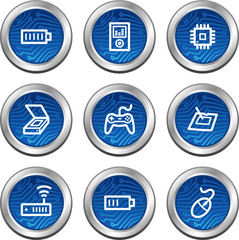 Electronics web icons, blue electronics buttons series set 2