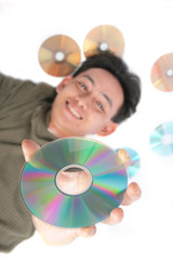 man with optical disc