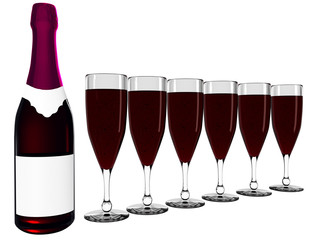 Wine bottle and glass with wine