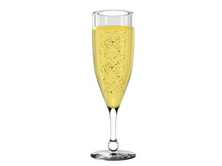 Champagne in glass isolated on white background