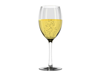 Champagne in glass isolated on white background