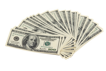 USD banknotes isolated on white background