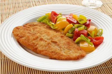 Fried fish fillet with vegetables