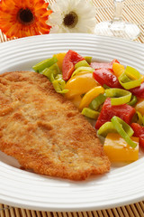 Fried fish fillet with vegetables