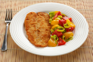Fried fish fillet with vegetables