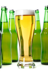 Glass and bottle of beer