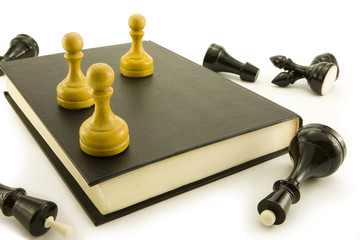 Chess lay around of the book on which there is and pawns