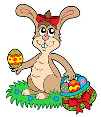 Easter rabbit with eggs basket