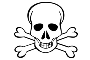 A Skull and crossbones on white background