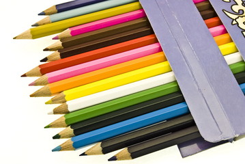 colorful pencils in box