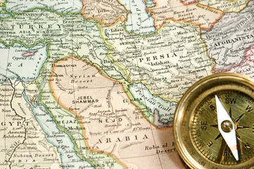 Abwaschbare Fototapete Mittlerer Osten Vintage Karte und Diagramm
