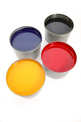 Printing press inks, cyan, magenta, yellow, black