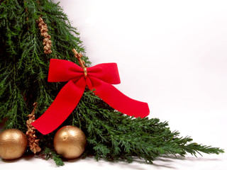 Christmas bough with red ribbon