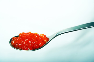 The spoon with caviar