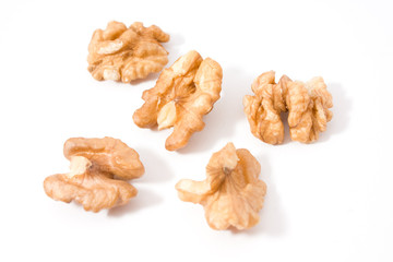 walnut or nut core food isolated on white background