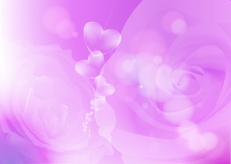 薔薇とハート　パープル