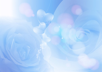 薔薇とハート　ブルー