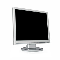 silver monitor with blank black screen