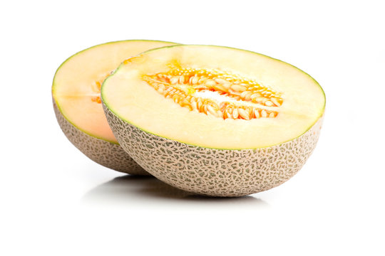 Zwei H&auml;lften von Zuckermelone
