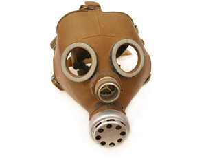 Soviet army gas mask, isolated on white background