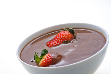 fresh natural strawberry and chocolate with milk