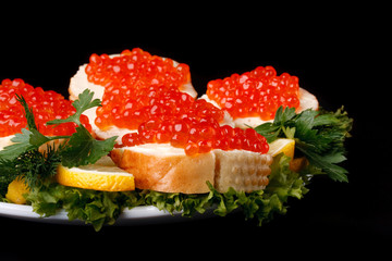 Sandwiches with caviar