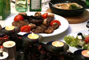elk steak and vegetable