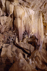 background with stalagmites in grotto