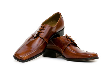 Brown shoes isolated on the white background