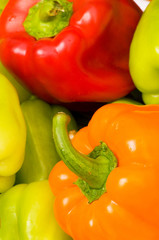 Bell peppers arranged at the market stand