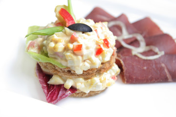 sandwich with dry beef ham