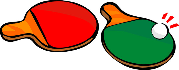 two ping-pong racket and ball. vector