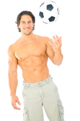 Fitness Male Model Throwing Soccer Ball - 11753074