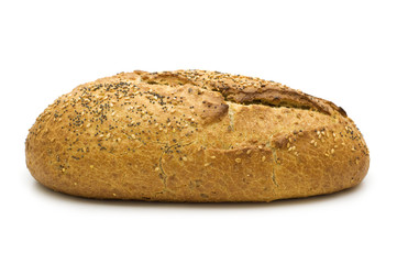 fresh bio bread on white background