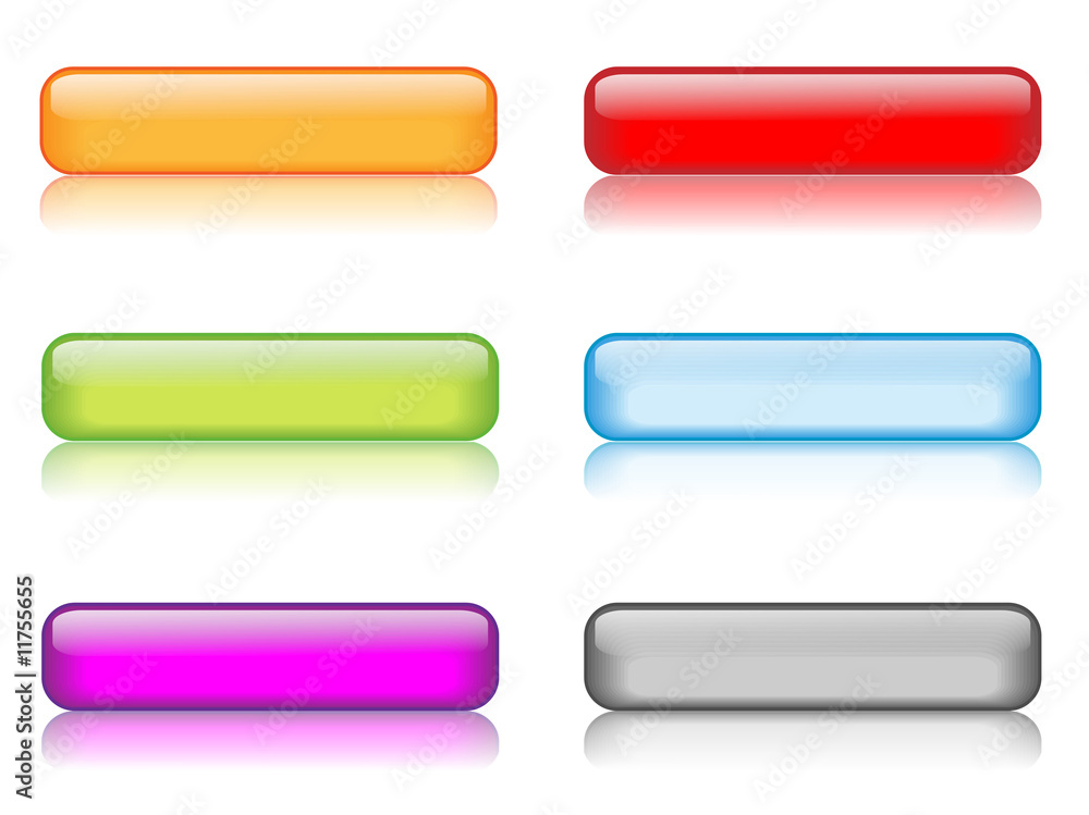 Wall mural gel rectangular buttons (various colours with reflection)
