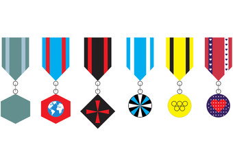 illustration of several medals