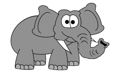 Elephant Cartoon - Isolated On White
