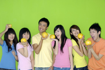 happy Asian friends