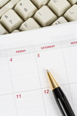calendar and computer keyboard