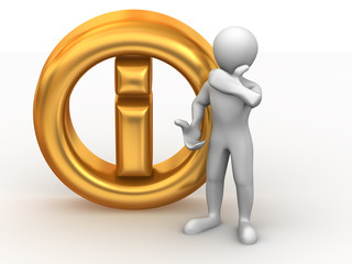 Two man with sign INFO