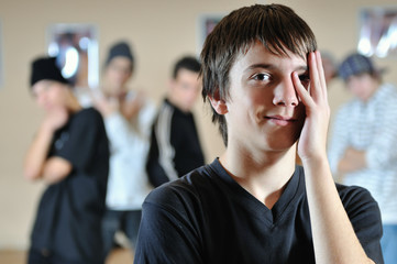 young teen hide face