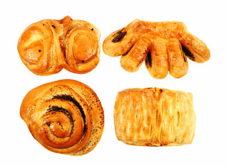 Fresh tasty cookies on white background