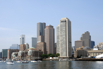 Fototapeta na wymiar Boston Skyline and Harbor with boats