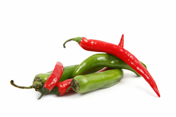 Red and green fresh nice peppers - very hot!